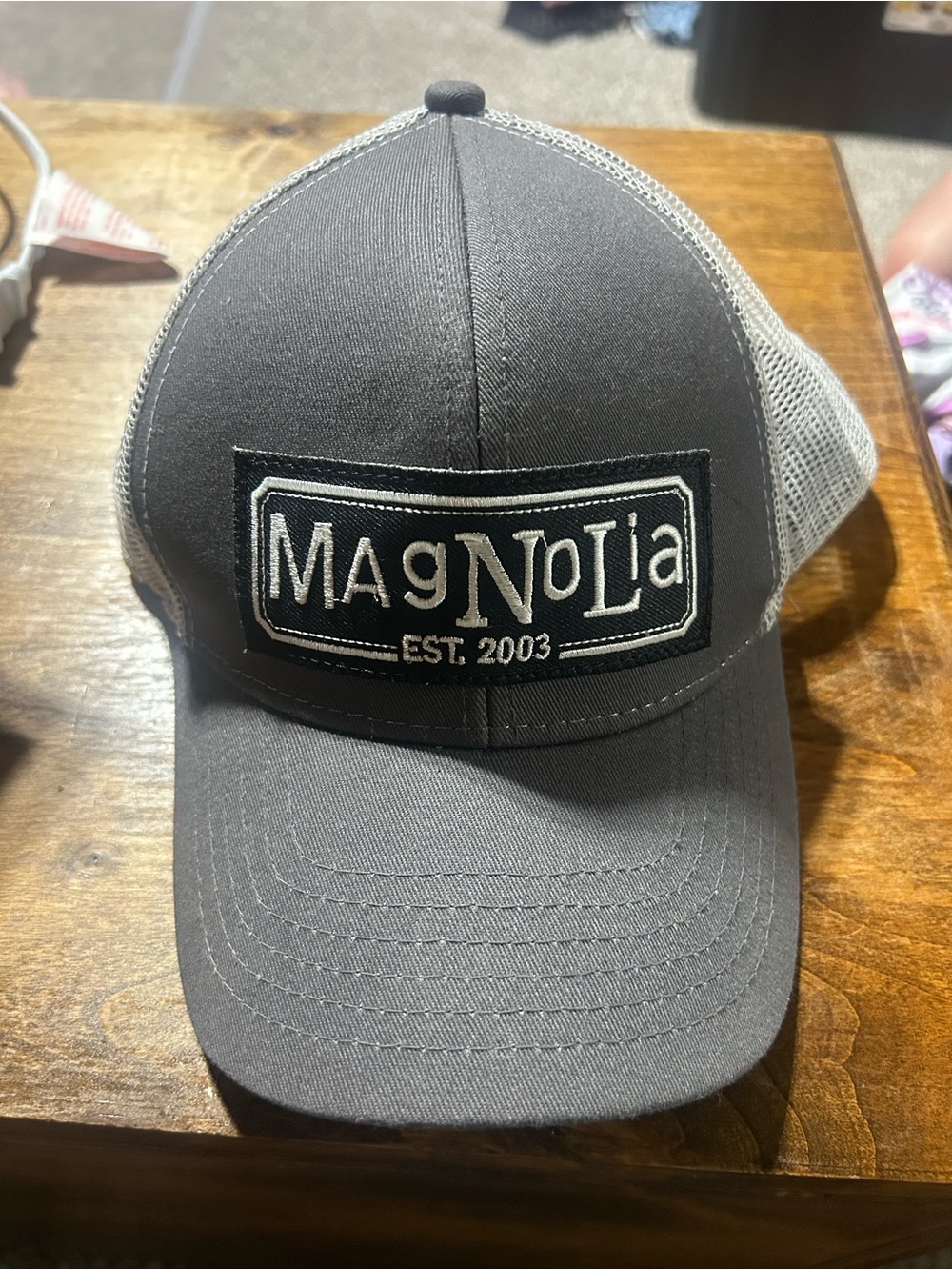 Magnolia Gray Front White Mesh Trucker Hat